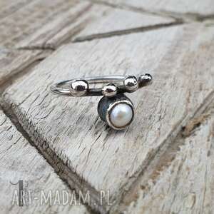 wild pearl - drop i srebrny pierścionek z perłą słodkowodną