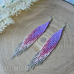 indiańskie z koralików pastelowe, drobne kolczyki