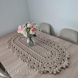 Bieżnik szydełkowy ze sznurka bawełnianego owalny 50x100 cm