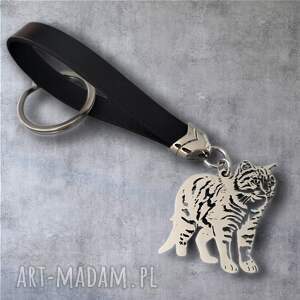 DO KLUCZY KOT wzór 2, skórzany, brelok - kotem