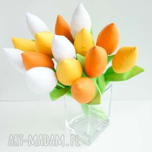 tulipany bukiet 15 sztuk bawełnianych kwiatów, dekoracja, mama