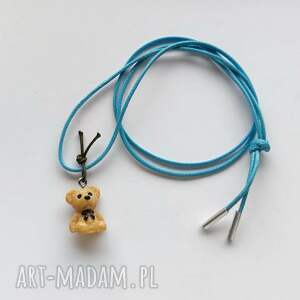 miś wisiorek sznurek, srebro