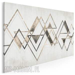 Obraz na płótnie - TRÓJKĄTY BEŻOWY LINIE - 70x50 cm (95401)