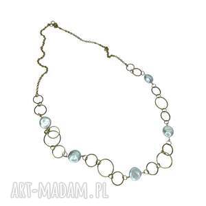 naszyjnik z pereł i złoconych ogniw c1303 naszyjnik z perłami, perłowy