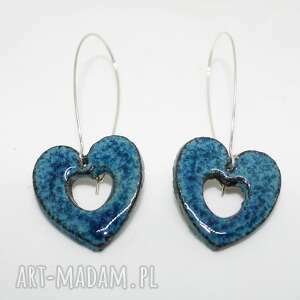piękne niebieskie kolczyki z ceramiki rękodzieło handmade