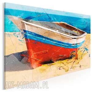obraz na płótnie - łódź morze pejzaż krajobraz - 120x80 cm