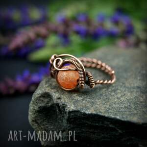 agat trawiony regulowany pierścionek z miedzi dla niej wire wrapping