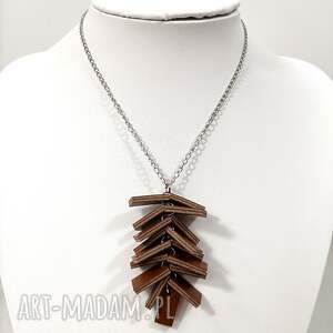 skórzana zawieszka brązowa na łańcuszku ze stali chirurgicznej, zawieszka