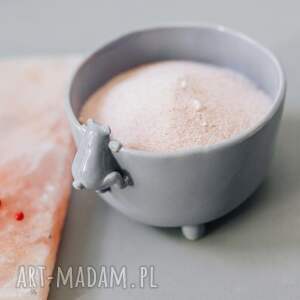 Szara miseczka śniadaniowa ceramiczna z misiem - Rękodzieło - Lamabo