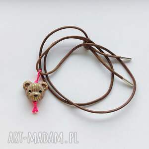 miś wisiorek sznurek, srebro