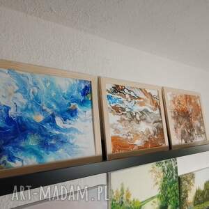 Prezent ZESTAW RĘCZNIE MALOWANYCH OBRAZÓW Z RAMAMI - TRYPTYK