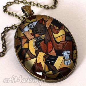 muzyczny nieład - owalny medalion z łańcuszkiem muzyka, naszyjnik