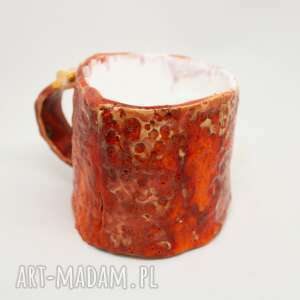 handmade kubki piękny pomarańczowy ceramiczny kubek z kwiatkiem ceramika rękodzieło