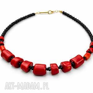 Prezent Naszyjnik Koral Czerwony Bryłki Duże
