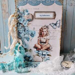 handmade scrapbooking albumy niezapominajki/ album na zdjęcia w stylu retro, wykonany