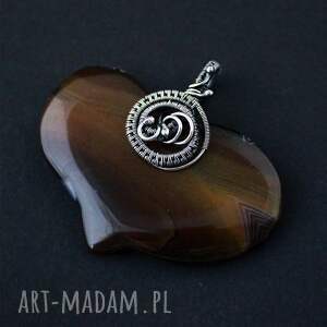 coralina - czekoladowy agat w kształcie serca z sercem duży wisior, wisior