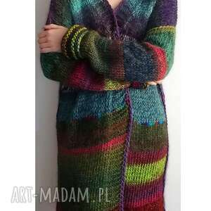 multicolor sweter na drutach, kolorowykardigan swetry