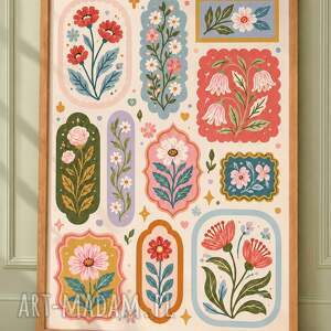 Grafika patchwork 50x70 cm - plakat z kwiatami