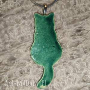 wisior ceramiczny kot, naszyjnik biżuteria natura