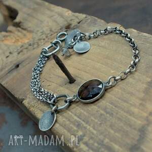 kwarc dymny - bransoletka 08, delikatna biżuteria, biżuteria autorska