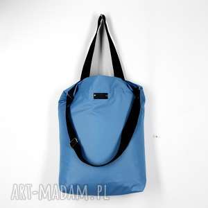 shopperka niebieska pojemna wodoodporna torba na ramię minimalizm, prezent