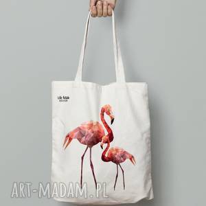 torba bawełniana flamingi, torebka, różowa, lowpoly