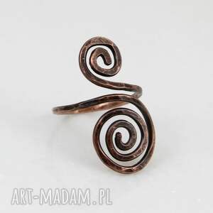wężowy - rozm m miedziany pierścionek 2510 22 ooak biżuteria słowiańska