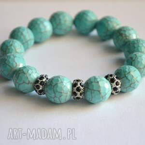 handmade bracelet by sis: turkusowe kamienie z cyrkoniowymi przekładkami