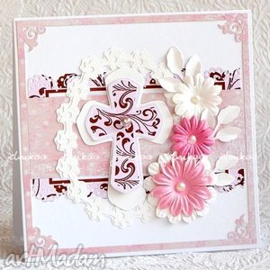 ręcznie zrobione scrapbooking kartki chrzest św. Dla dziewczynki