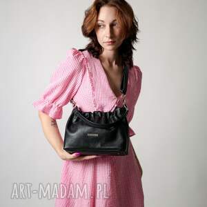 torebka cloud midi czarna - skóra naturalna kobiety crossbody