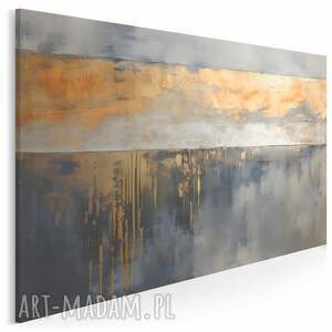 Obraz do salonu - abstrakcja złoto szarość nowoczesna struktura - 70x50 cm - mala, z efektem