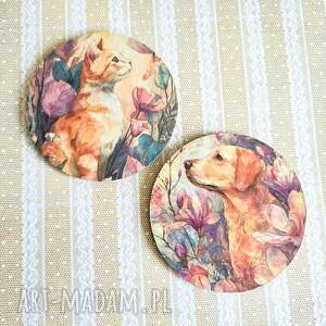 Para podkladek - Pies i kot w magnoliach, podkładki