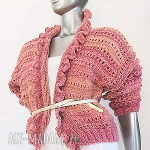 Krótki romantyczny kardigan S/M - sweter handmade
