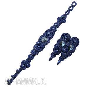 komplet glamour dark sapphire soutache sutasz, zestaw wieczorowy, ekskluzywny