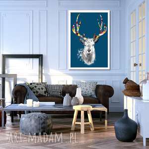 obraz na płótnie - 70x100cm deer 02101 wysyłka w 24h, jeleń, skandynawski