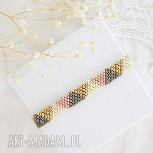 bransoletka trójkąty, płaska, we wzory biżuteria handmade styl boho