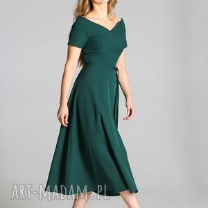 sukienki sukienka trapezowa midi, suk181 zielony