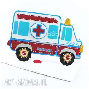 scrapbooking kartki ambulans - kartka auto, karetka, zdrowie, urodziny