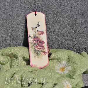 zakładka do książki - zdobiona metodą decoupage, drewniana, makrama, kamienie