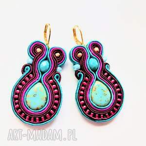 Juicy sutaszowe ręcznie haftowane, kolczyki sutasz