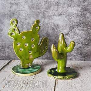 kaktusy figurki ceramiczne odkładania biżuterii lub ozdoby, zestaw kaktusów