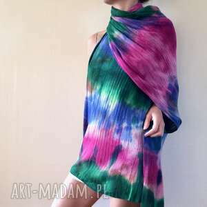 ręcznie zrobione szaliki kolorowy wełniany szal w chłodnych odcieniach