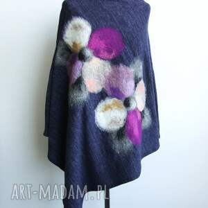 handmade poncho ponczo w kwiaty, one size