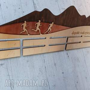 handmade wieszaki duży wieszak na medale drewniany personalizowany góry, biegacz