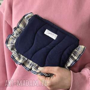 w kratkę z falbanką, pikowana kosmetyczka, saszetka