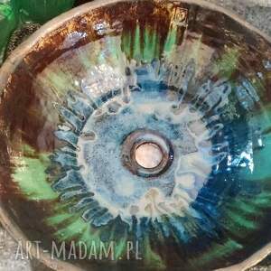 Ceramiczna Umywalka 46 cm Szafirowe Jezioro, Granat i Turkus