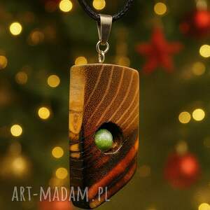 Prezent Wisiorek z agatem „Akacjowa Zieleń” natura, ogień i kamień