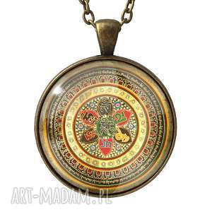 ręcznie robione naszyjniki kolorowa mandala - medalion