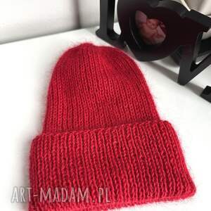 ręczne wykonanie czapki ręcznie robiona czapka beanie aurea 100% baby merino plus moher