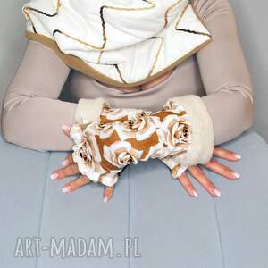 handmade rękawiczki rękawiczki mitenki w róże